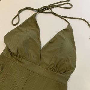 Khaki / Green elegant pant romper